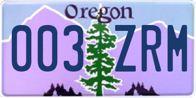 OR license plate 003ZRM