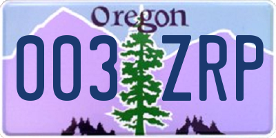 OR license plate 003ZRP