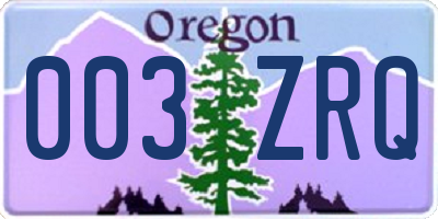 OR license plate 003ZRQ