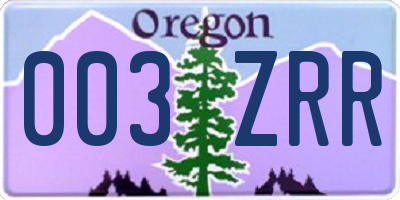 OR license plate 003ZRR