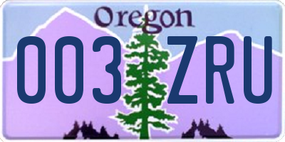 OR license plate 003ZRU