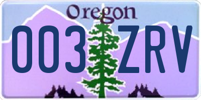 OR license plate 003ZRV