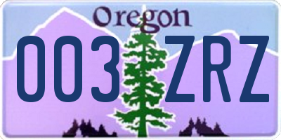 OR license plate 003ZRZ