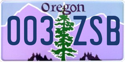 OR license plate 003ZSB