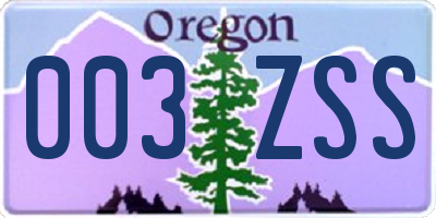 OR license plate 003ZSS