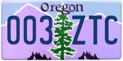 OR license plate 003ZTC