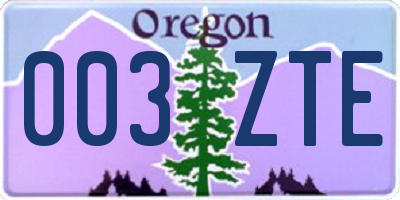 OR license plate 003ZTE