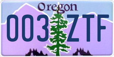 OR license plate 003ZTF