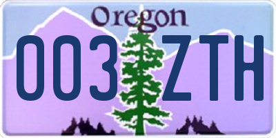 OR license plate 003ZTH