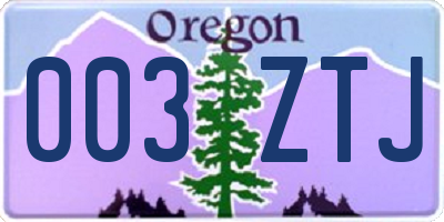 OR license plate 003ZTJ