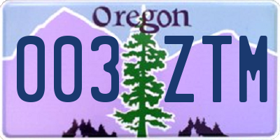 OR license plate 003ZTM