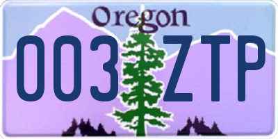 OR license plate 003ZTP