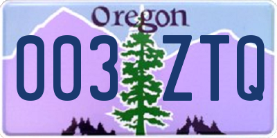 OR license plate 003ZTQ
