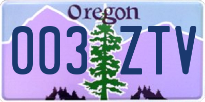 OR license plate 003ZTV