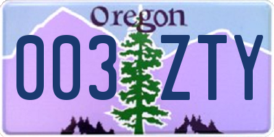 OR license plate 003ZTY