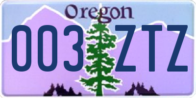 OR license plate 003ZTZ