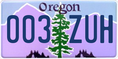 OR license plate 003ZUH