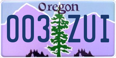 OR license plate 003ZUI