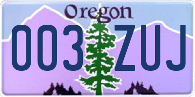 OR license plate 003ZUJ