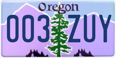 OR license plate 003ZUY