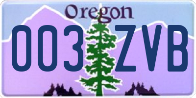 OR license plate 003ZVB