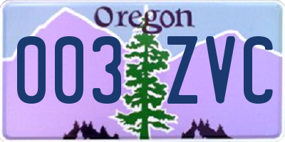 OR license plate 003ZVC