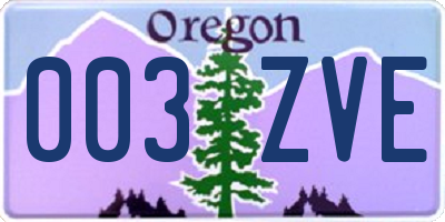 OR license plate 003ZVE