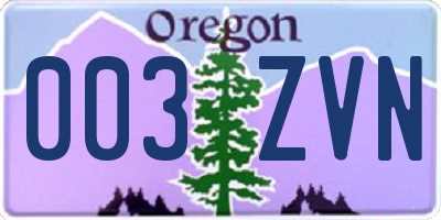 OR license plate 003ZVN