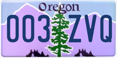 OR license plate 003ZVQ