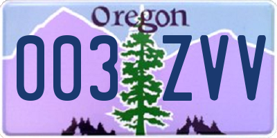 OR license plate 003ZVV
