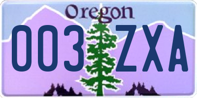 OR license plate 003ZXA