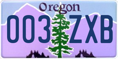 OR license plate 003ZXB
