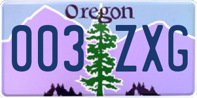 OR license plate 003ZXG
