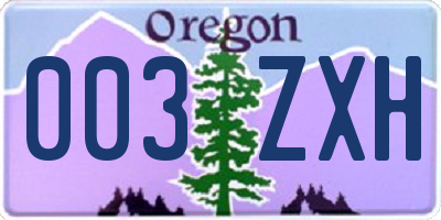 OR license plate 003ZXH