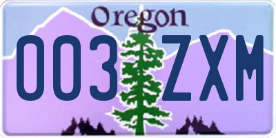 OR license plate 003ZXM