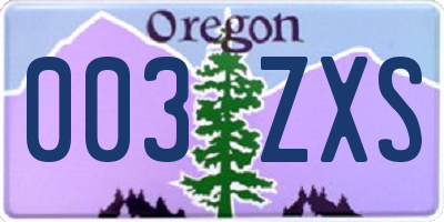 OR license plate 003ZXS