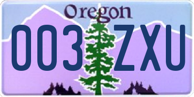 OR license plate 003ZXU