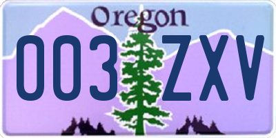 OR license plate 003ZXV