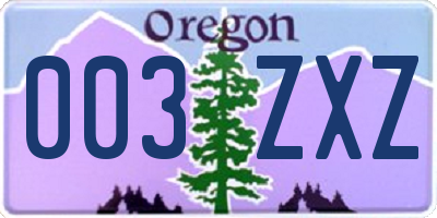 OR license plate 003ZXZ