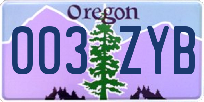 OR license plate 003ZYB