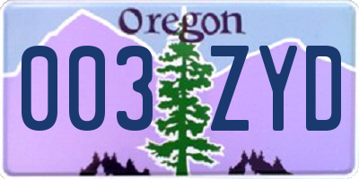 OR license plate 003ZYD