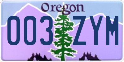OR license plate 003ZYM