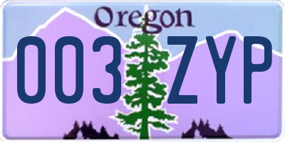 OR license plate 003ZYP