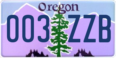 OR license plate 003ZZB