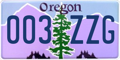 OR license plate 003ZZG