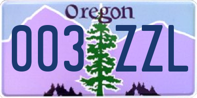 OR license plate 003ZZL