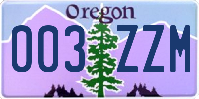 OR license plate 003ZZM