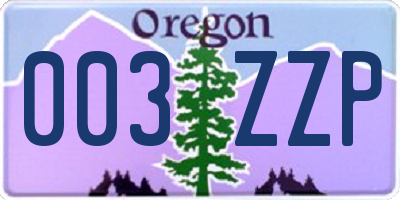 OR license plate 003ZZP