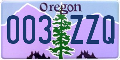 OR license plate 003ZZQ