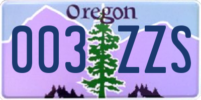OR license plate 003ZZS